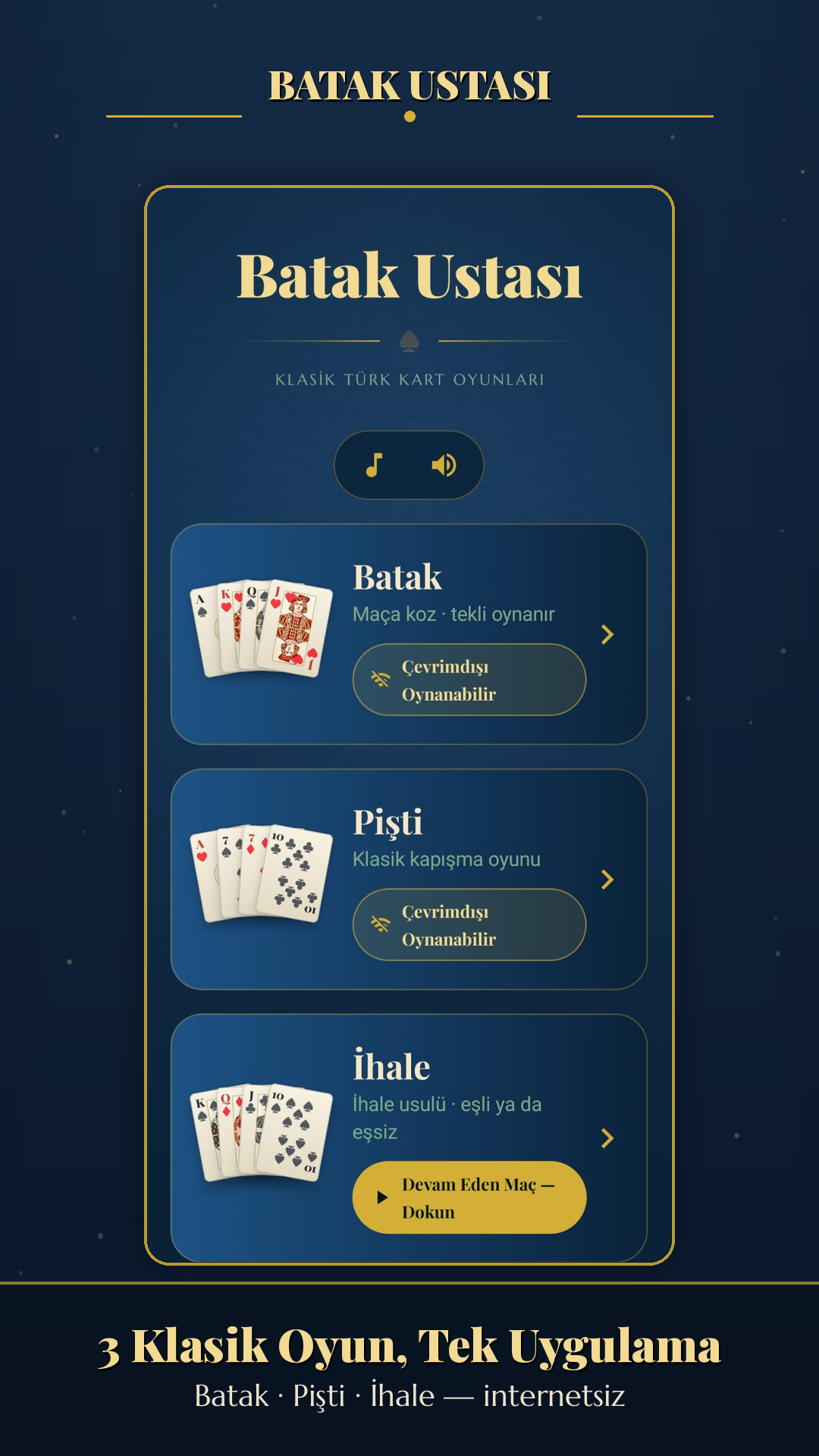 Batak Ustası - Ana Menü — Batak, Pişti, İhale